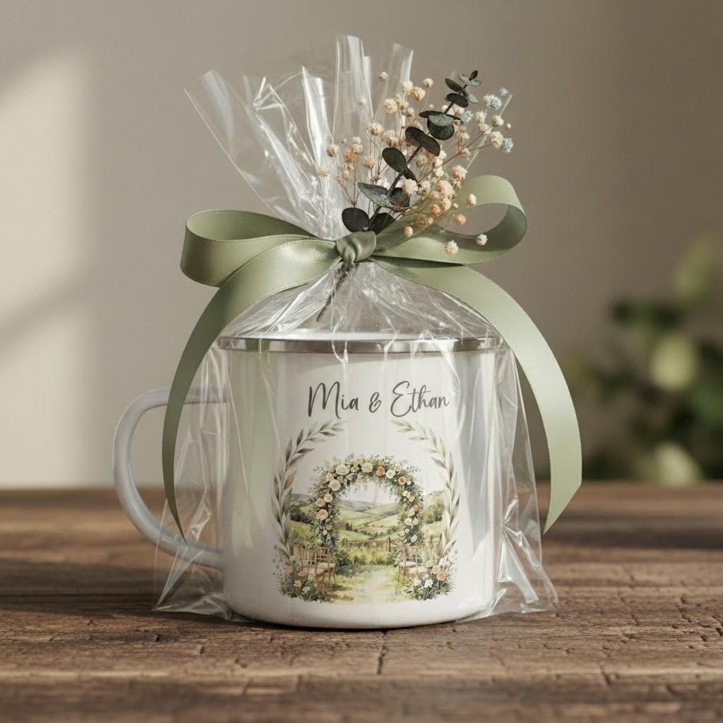 Cellophane Wrapped – Sage Ribbon – Mia & Ethan