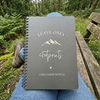 A5 hiking notebook with gray cover, spiral binding, lined pages