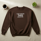 Chocolate brown linen white text