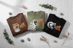 3-pack sweatshirts: brown tiger, olive leopard, black crocodile designs.