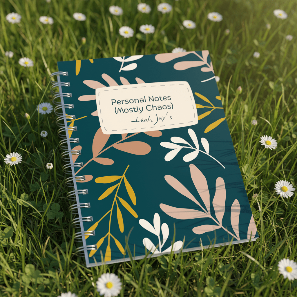 A5 spiral notebook with teal leaf pattern cover and 'Personal Notes' label