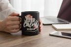 Black ceramic mug with Keep Calm floral print and HANNAH name
