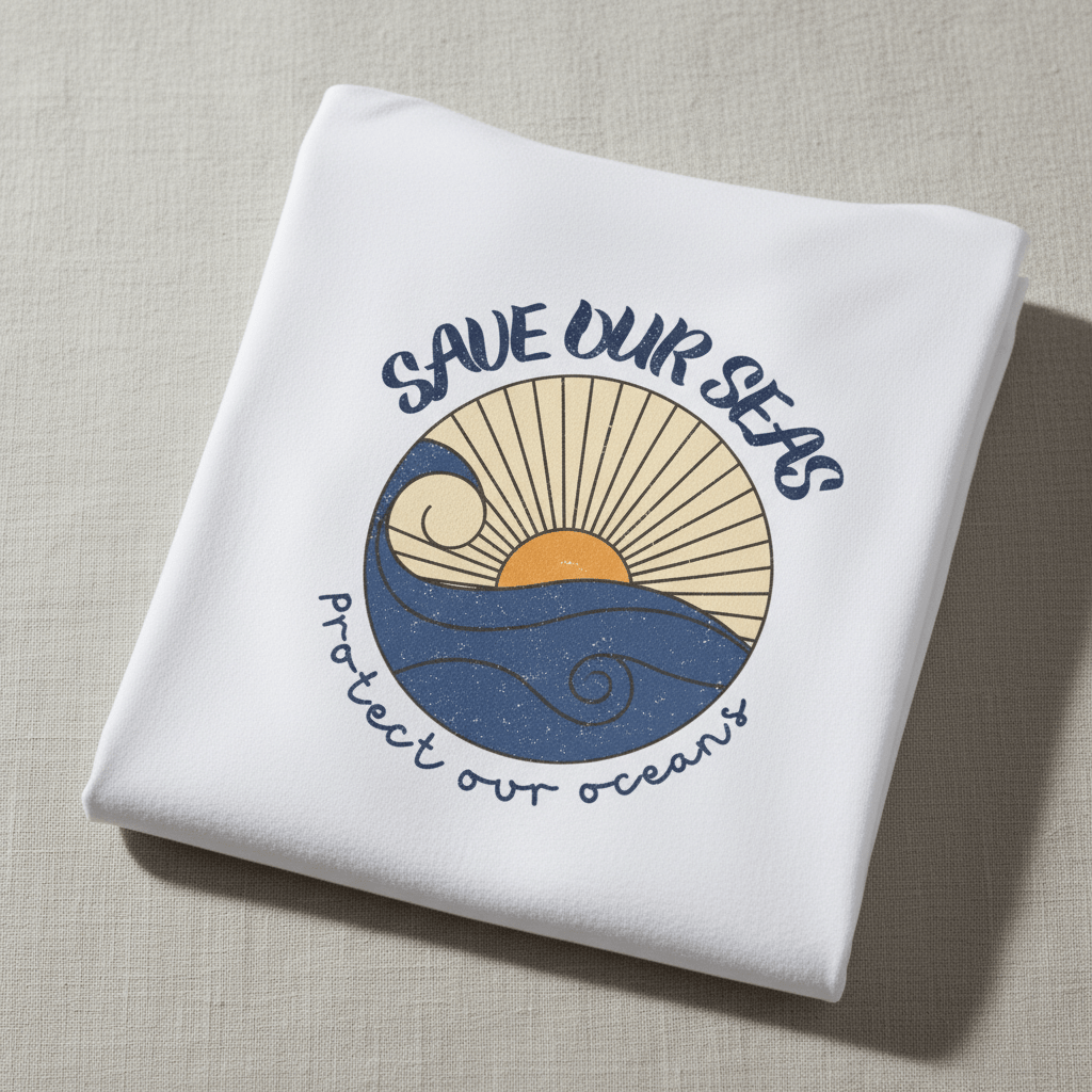 Save Our Seas T-Shirt | Retro Wave Ocean Conservation Tee UK - AlleyCrafters
