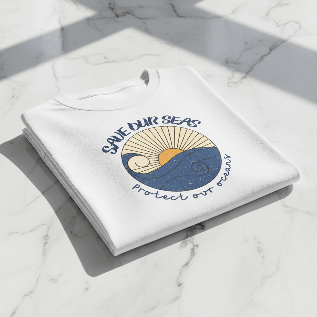 Save Our Seas T-Shirt | Retro Wave Ocean Conservation Tee UK - AlleyCrafters