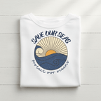 Save Our Seas T-Shirt | Retro Wave Ocean Conservation Tee UK - AlleyCrafters