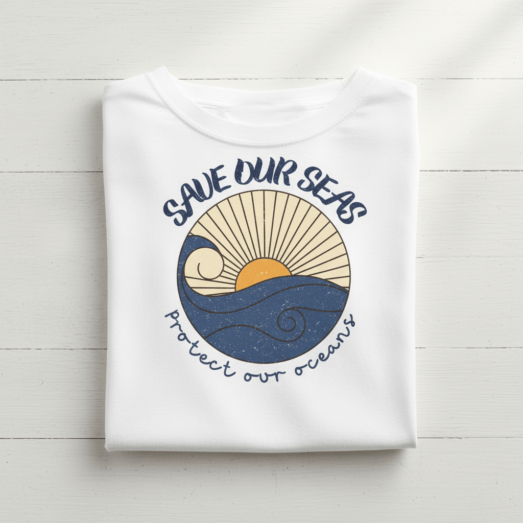 Save Our Seas T-Shirt | Retro Wave Ocean Conservation Tee UK - AlleyCrafters