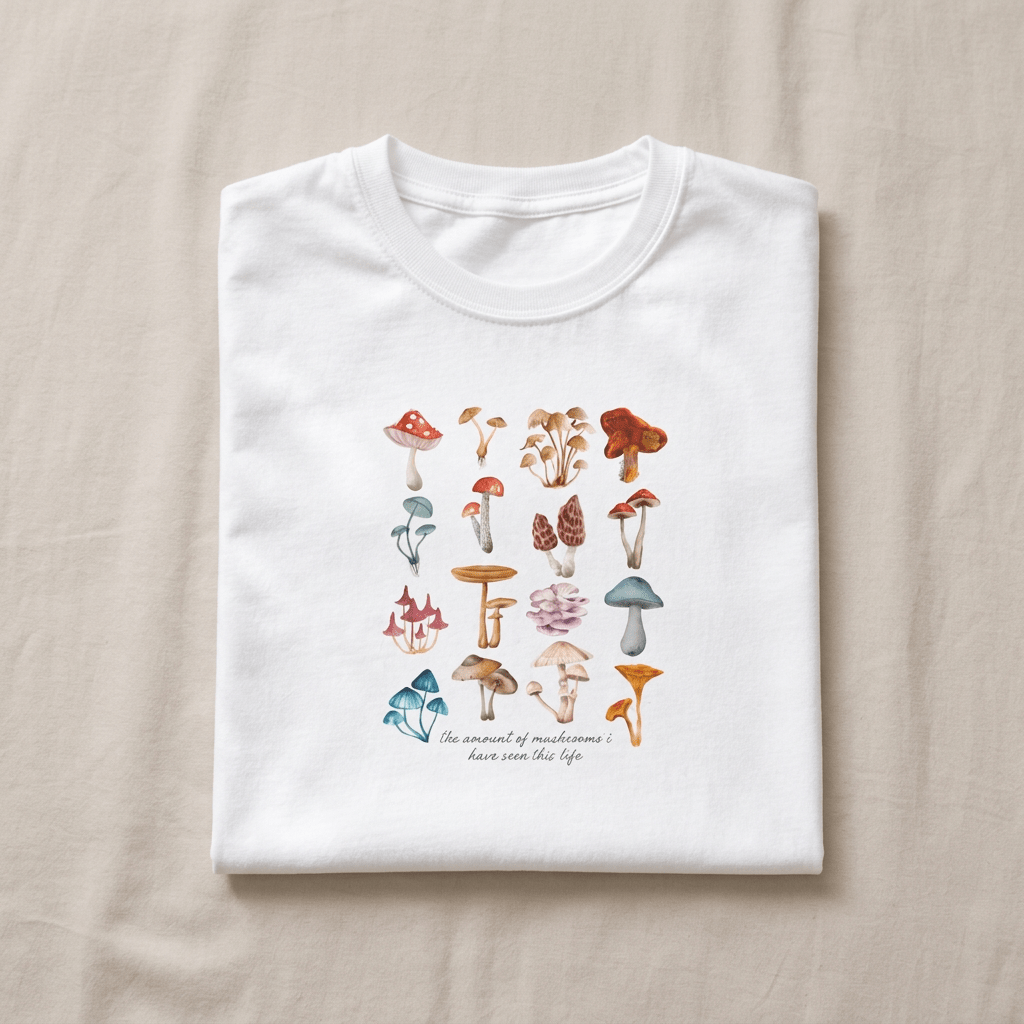 Mushroom T-Shirt – Vintage Botanical Fungi Print - #AlleyCrafters