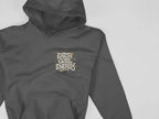 Charcoal gray hoodie with Earth Girl Energy chest logo and front kangaroo pocket