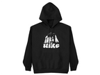 Black Take a Hike hoodie with hood and front Take a Hike mountain graphic, front view.