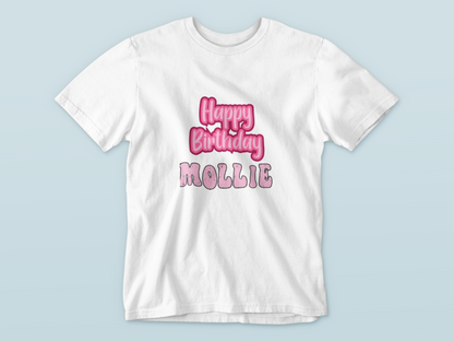 Kids Tee Personalised Name Happy Birthday T-Shirt