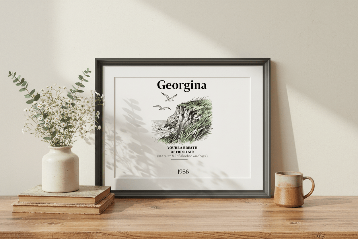Personalised Coastal Name Art Framed Canvas Print with Quote - AlleyCrafters