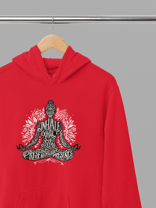 Hoodie - Meditative Yoga Silhouette Hoodie with 'Inhale Exhale' Typography