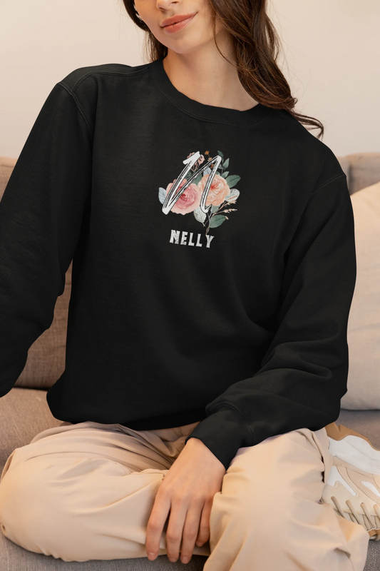 Personalised Floral Initial Sweatshirt | Custom Name Crewneck - Alley Crafters
