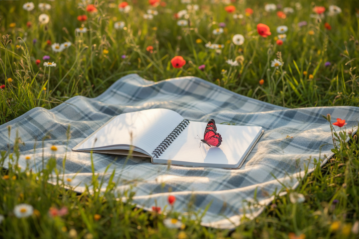 Compact Notebook on Picnic Blanket