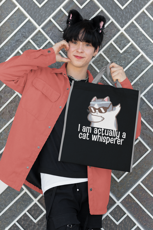 Funny Cat Whisperer Canvas Tote Bag