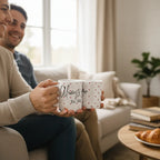 White anniversary mug with red hearts, 'Always you' and an 'Est.' date on front