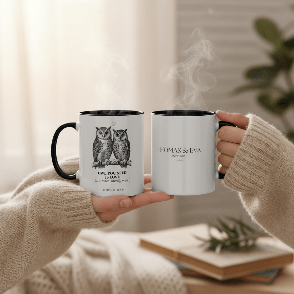 Owl You Need Is Love Mug | Funny Couples Coffee Cup | Romantic Gift for Her - AlleyCrafters