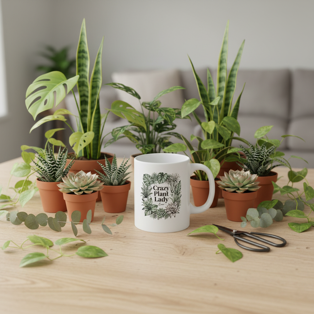 Crazy Plant Lady flat lay