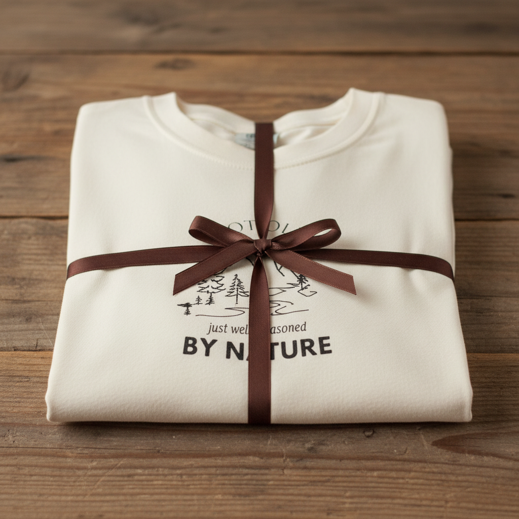 Cream gift with ribbon