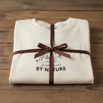 Cream gift with ribbon