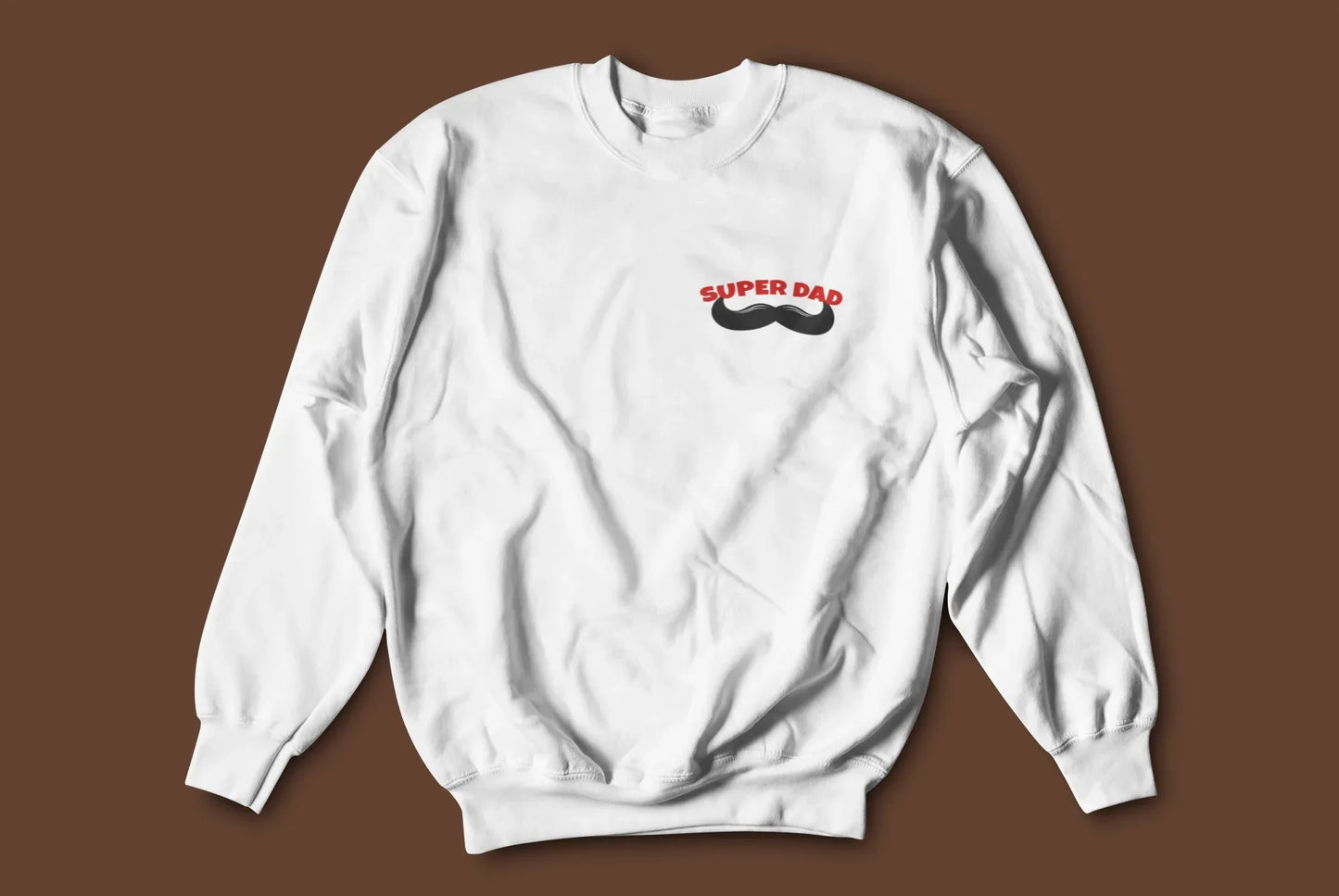 Super Dad Sweatshirt — Mustache Graphic Father's Day Crewneck - Alley Crafters