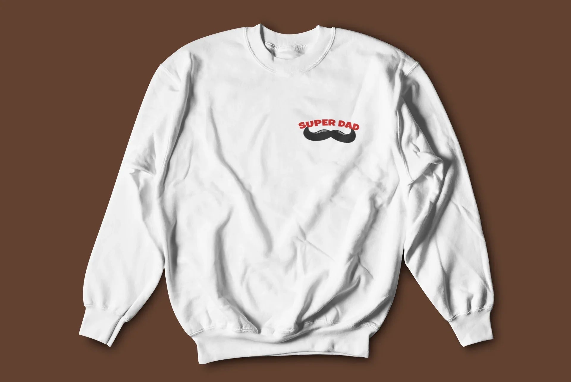 Super Dad Sweatshirt — Mustache Graphic Father's Day Crewneck - Alley Crafters