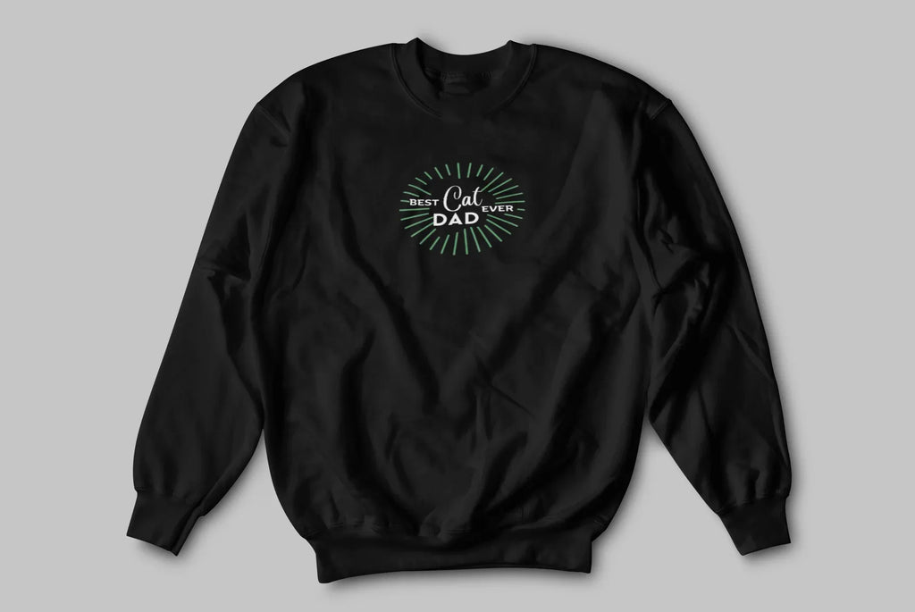 Cat Dad Sweatshirt — Retro Sunburst Cat Lover Crewneck - Alley Crafters
