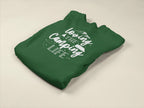 Forest green sweatshirt with “Camping Life” graphic on front