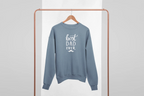 Light blue crewneck sweatshirt with 'best DAD ever' graphic on the back