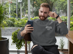 Charcoal gray sweatshirt with 'This is my BIRTHDAY shirt' chest print