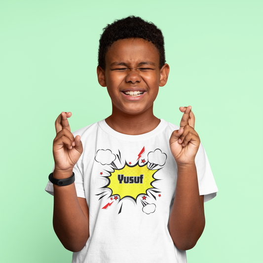 Kids Tee - Personalised Name Pop Art Speech Bubble Design