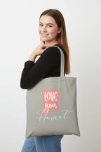 Love You Personalised Tote Bag | Add Any Name | Romantic Cotton Shopper - Alley Crafters