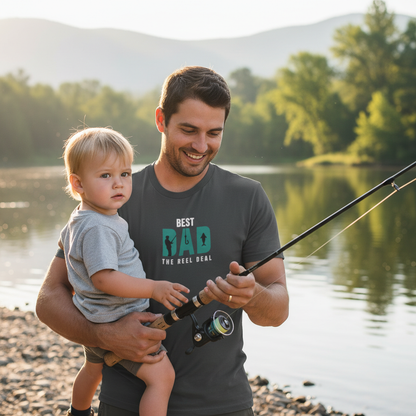 Dad kid fishing outdoor