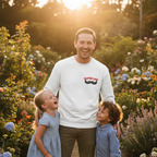 Dad kids standing white