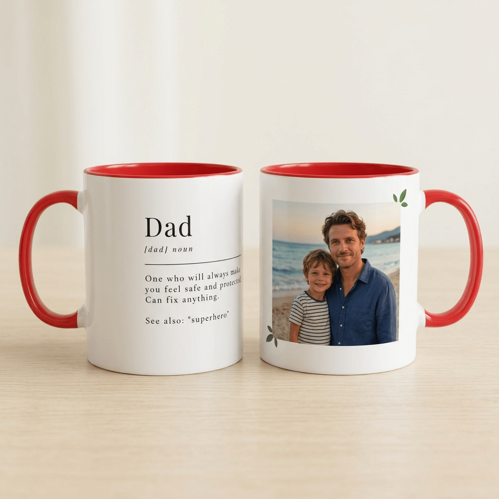 Personalised Dad Photo Mug – Dad Definition Gift - #AlleyCrafters