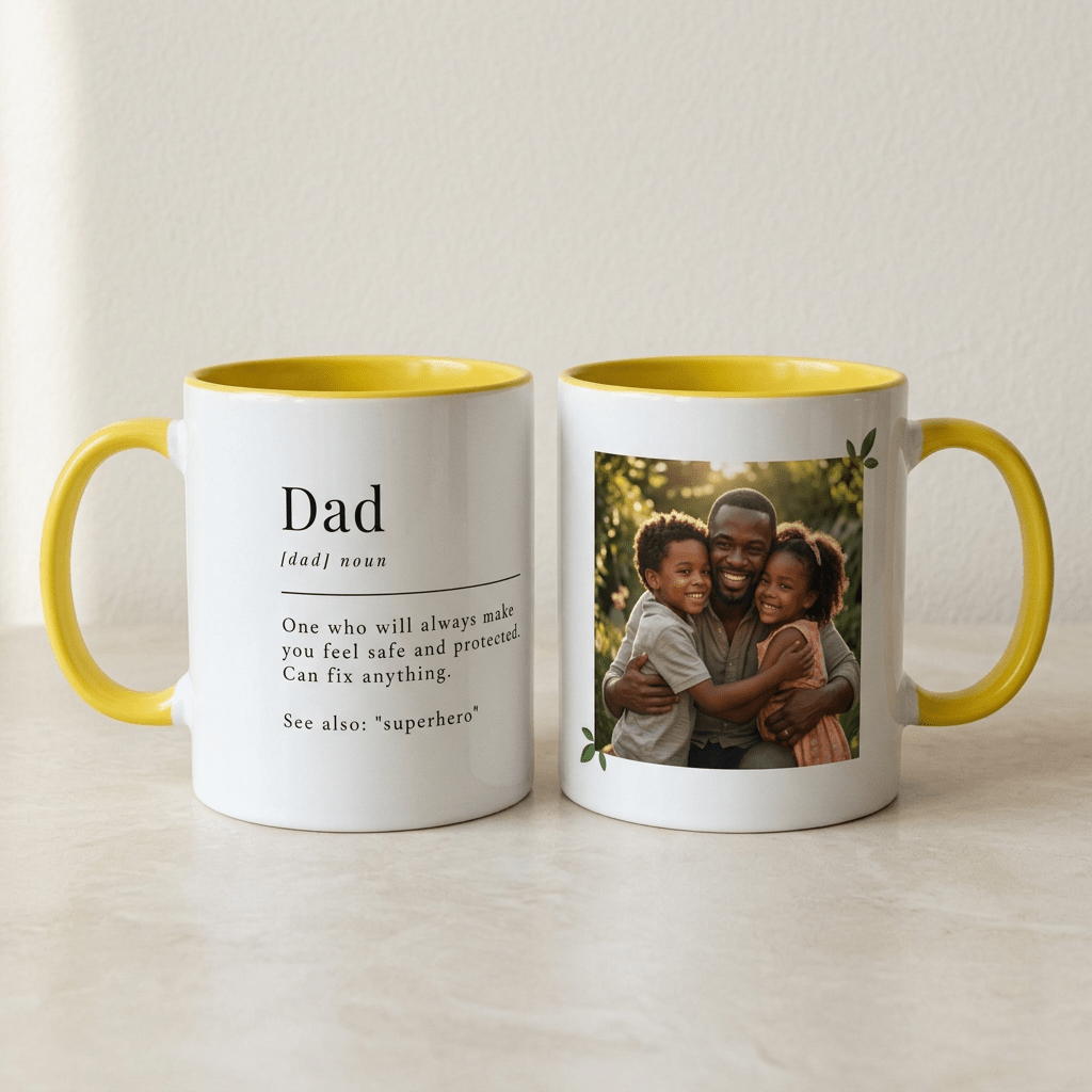 Personalised Dad Photo Mug – Dad Definition Gift - #AlleyCrafters