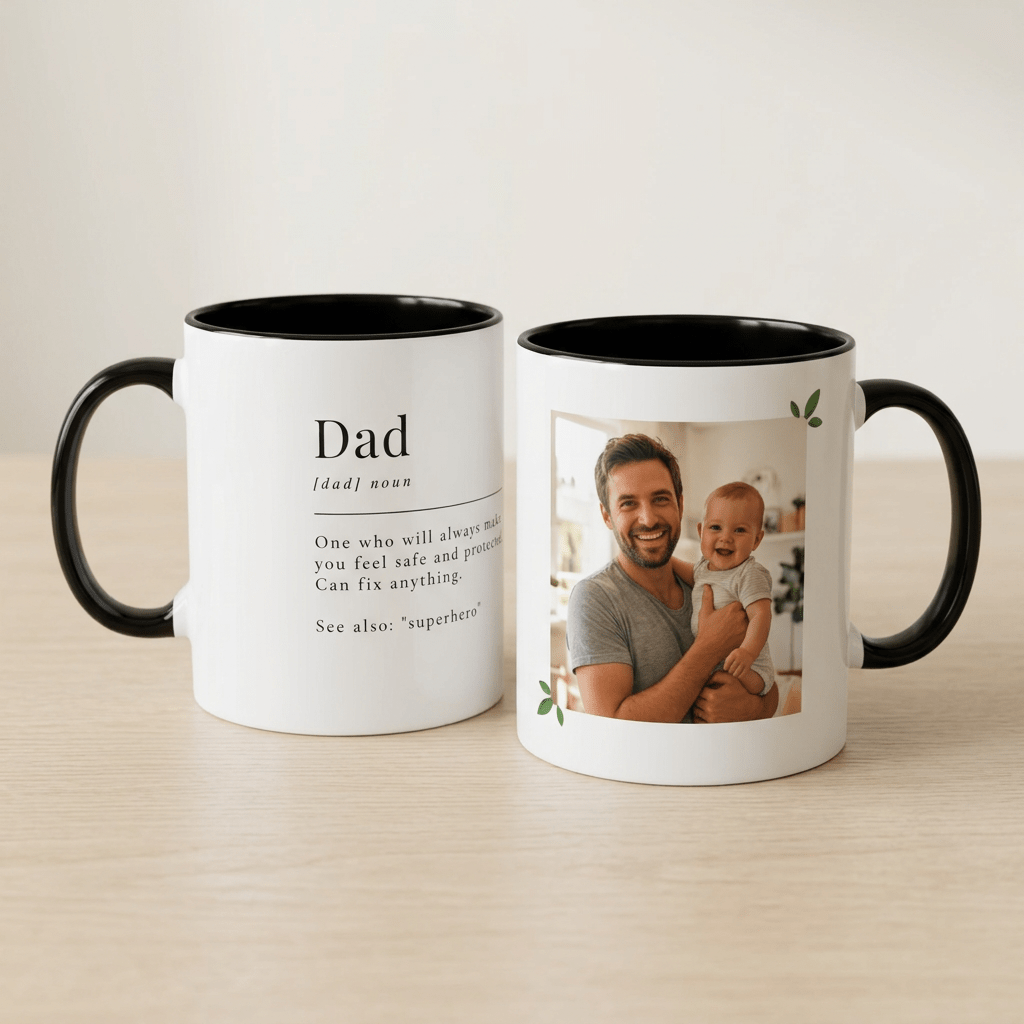 Personalised Dad Photo Mug – Dad Definition Gift - #AlleyCrafters