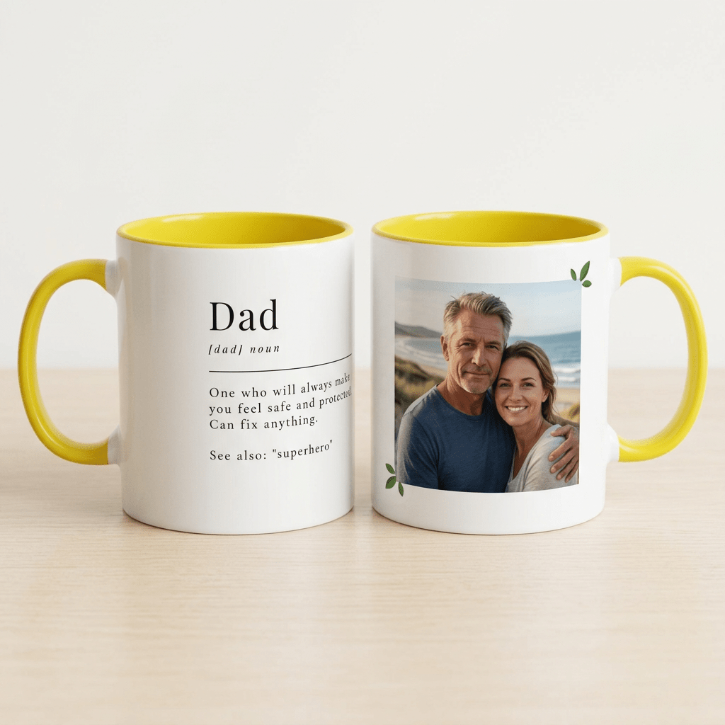 Personalised Dad Photo Mug – Dad Definition Gift - #AlleyCrafters