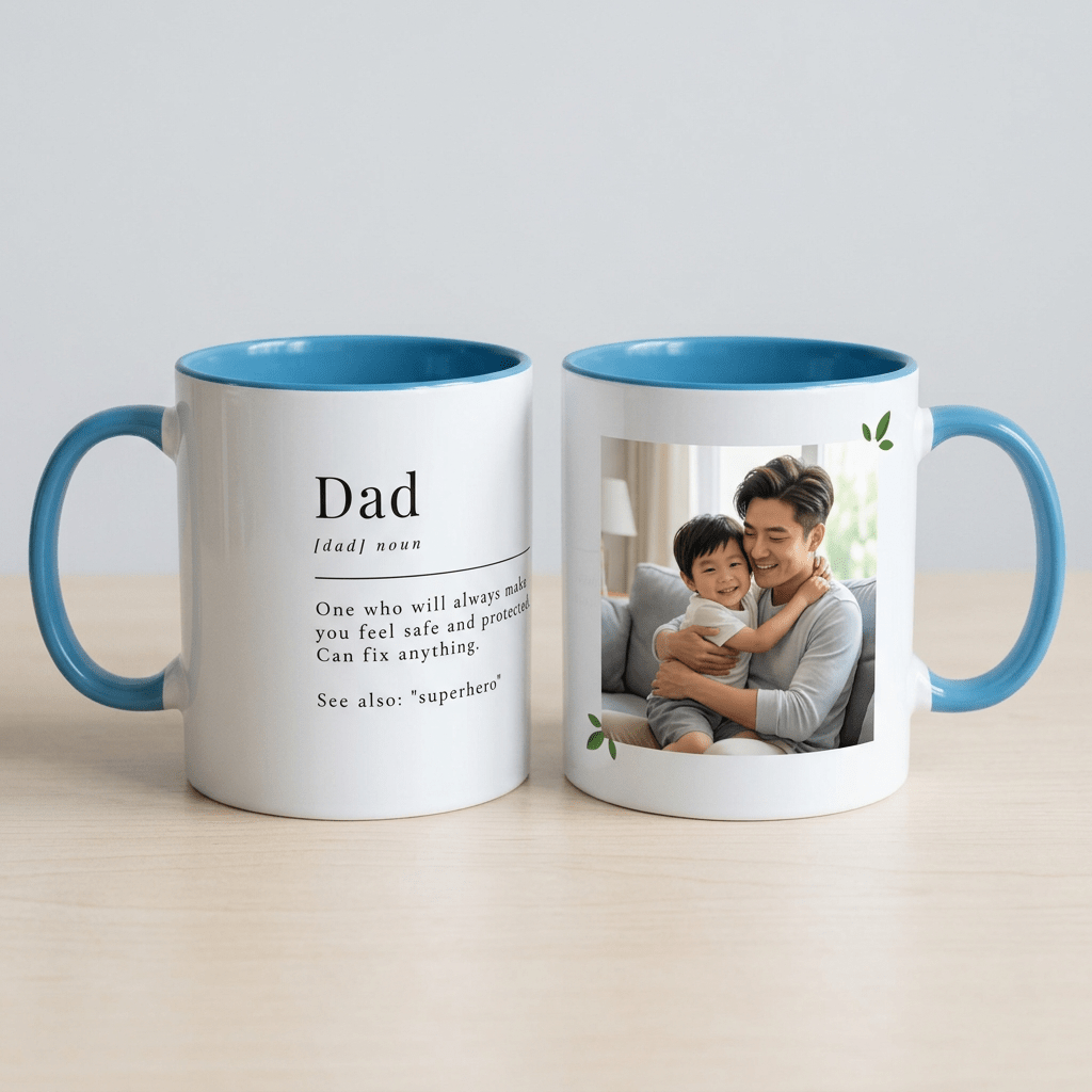 Personalised Dad Photo Mug – Dad Definition Gift - #AlleyCrafters