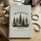 Dad notebook personalised with Harry beside gift wrapping