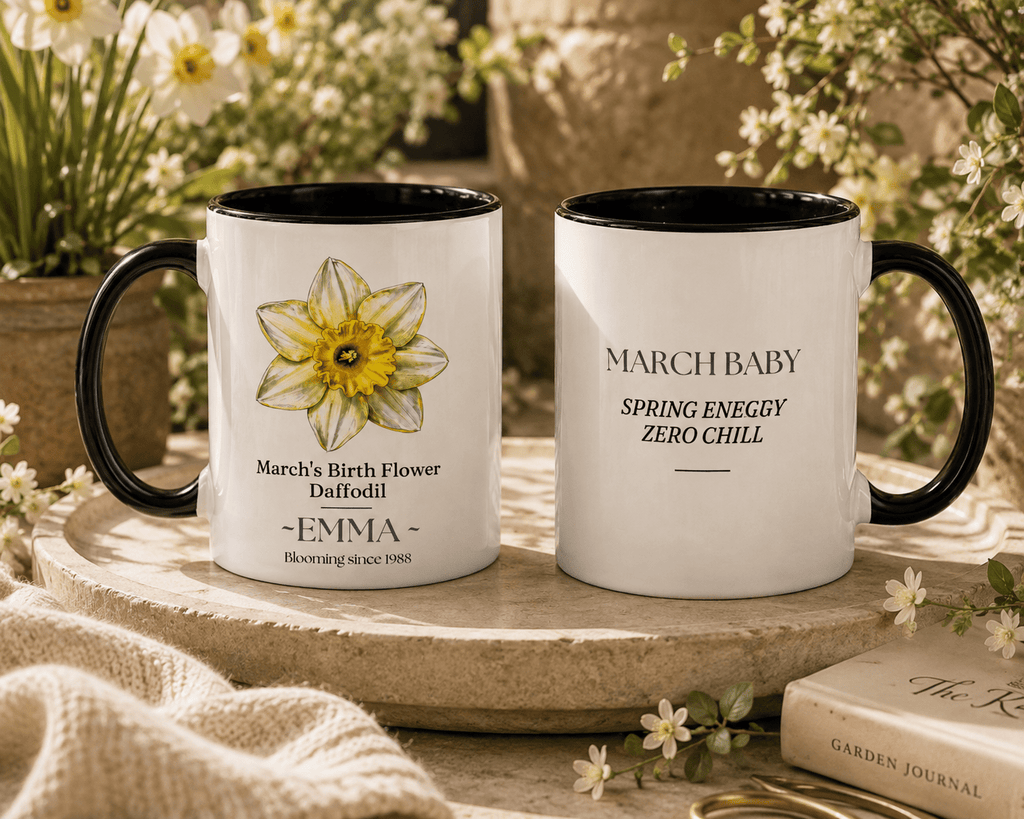 Personalised Birth Flower Mug with Name — Choose Your Birth Month - AlleyCrafters