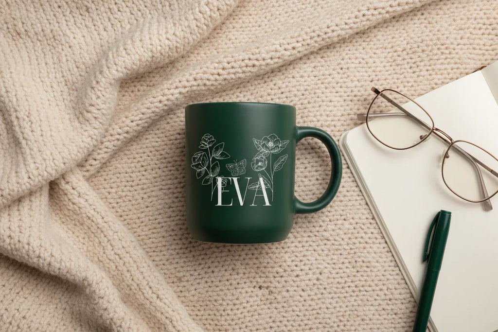 Personalised Floral Mug | Custom Name & Year Ceramic Coffee Cup | Mama, Nana, Grandma Gift - AlleyCrafters