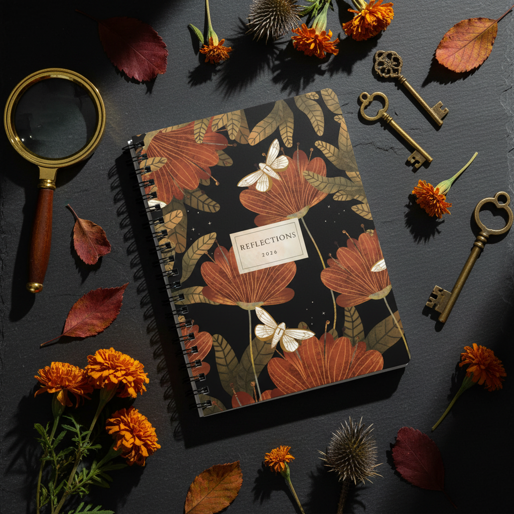 Dark slate with vintage brass objects