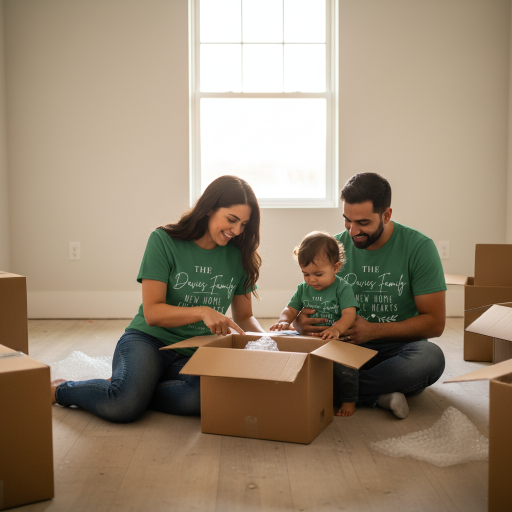 Davies Family Wearing Forest Green