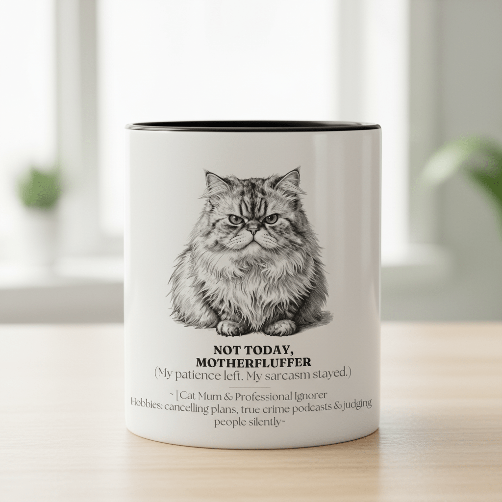 Not Today Motherfluffer Mug | Funny Cat Coffee Cup | Sarcastic Gift - AlleyCrafters