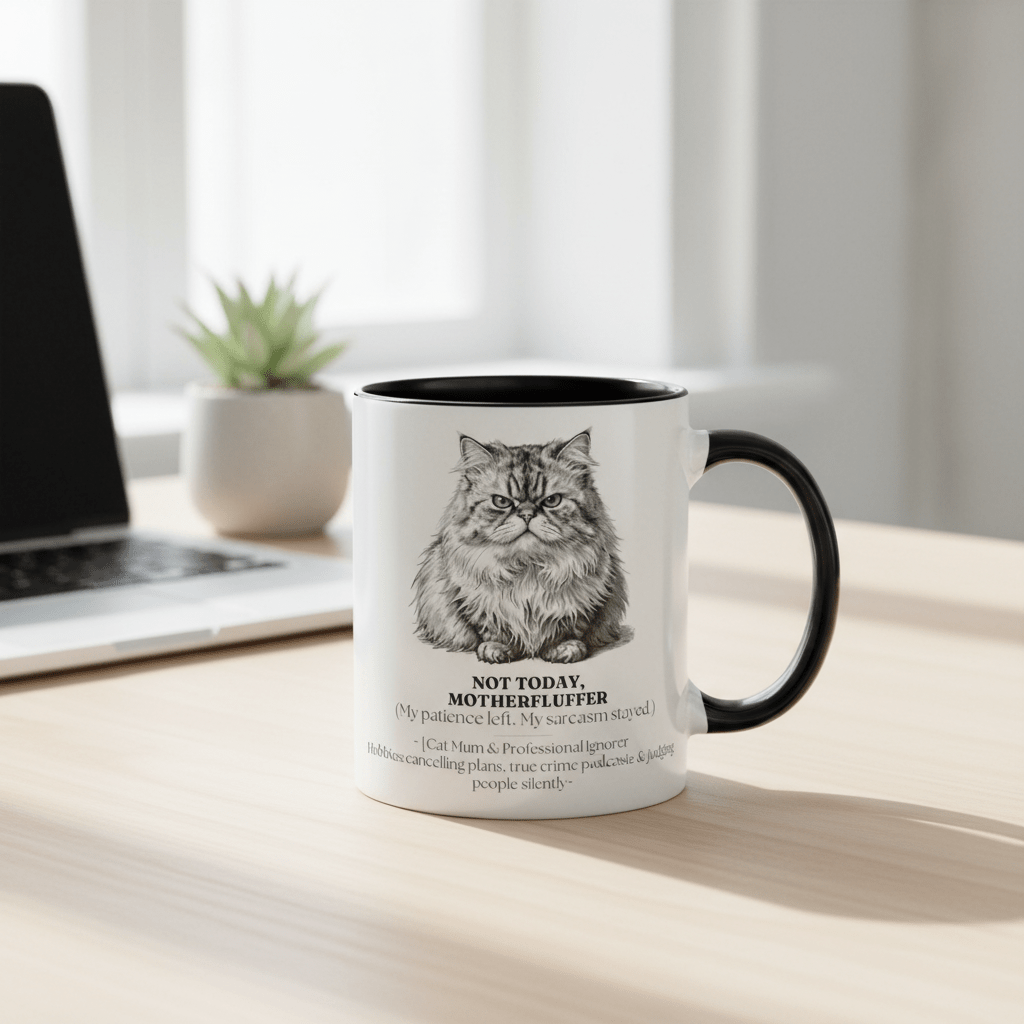 Not Today Motherfluffer Mug | Funny Cat Coffee Cup | Sarcastic Gift - AlleyCrafters