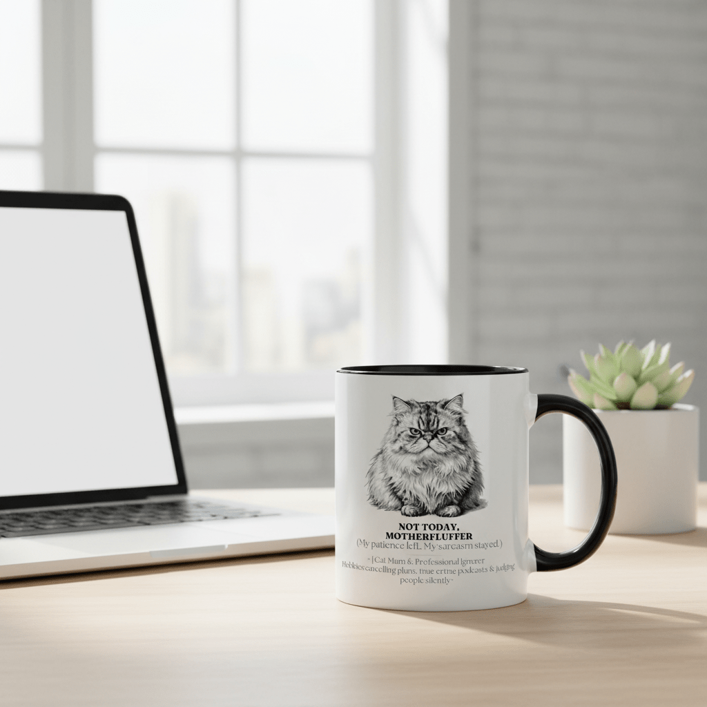 Not Today Motherfluffer Mug | Funny Cat Coffee Cup | Sarcastic Gift - AlleyCrafters