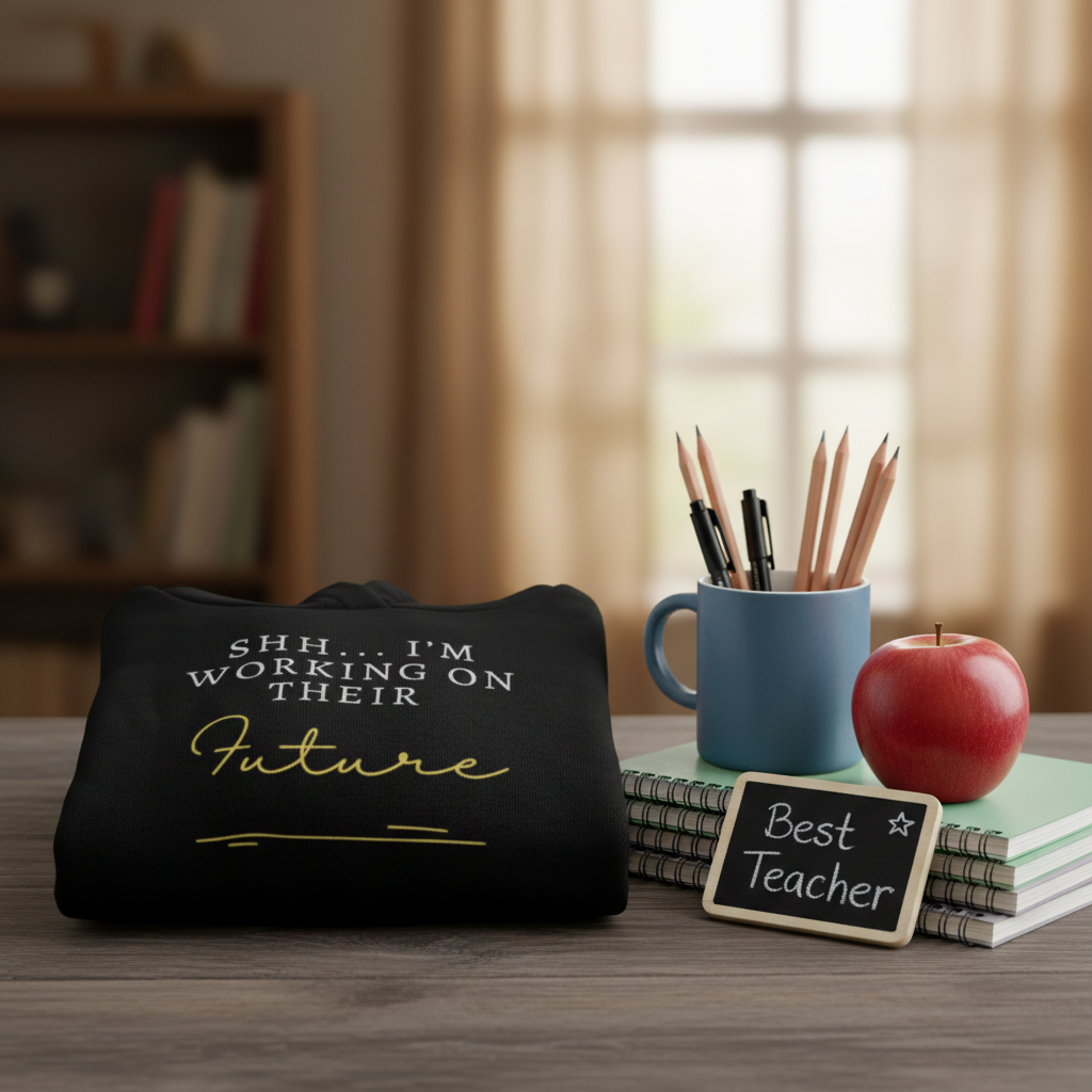 Desk scene with teacher elements