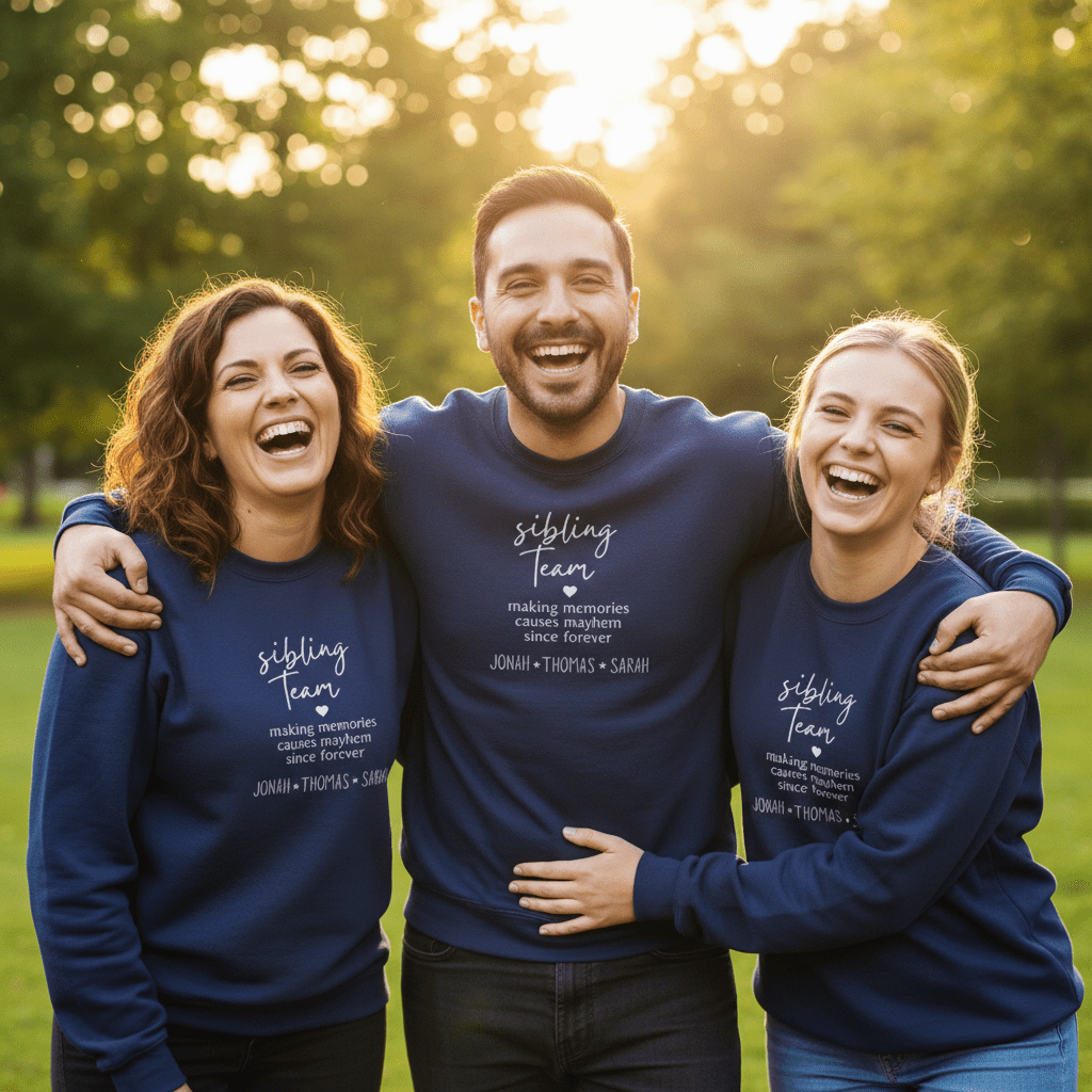 Sibling Farm Crewneck Sweatshirt — Minimal Cozy Family Quote Pullover - AlleyCrafters