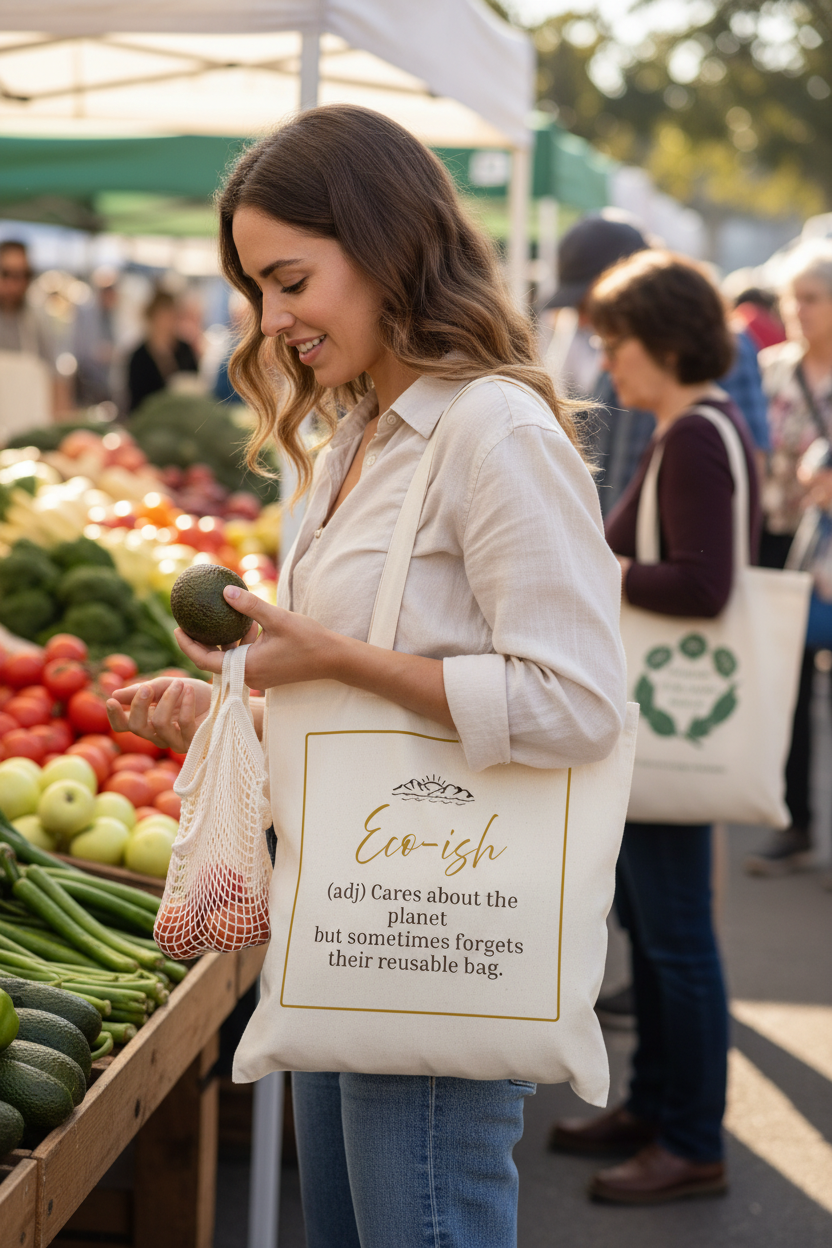 Eco-ish tote at farmers market